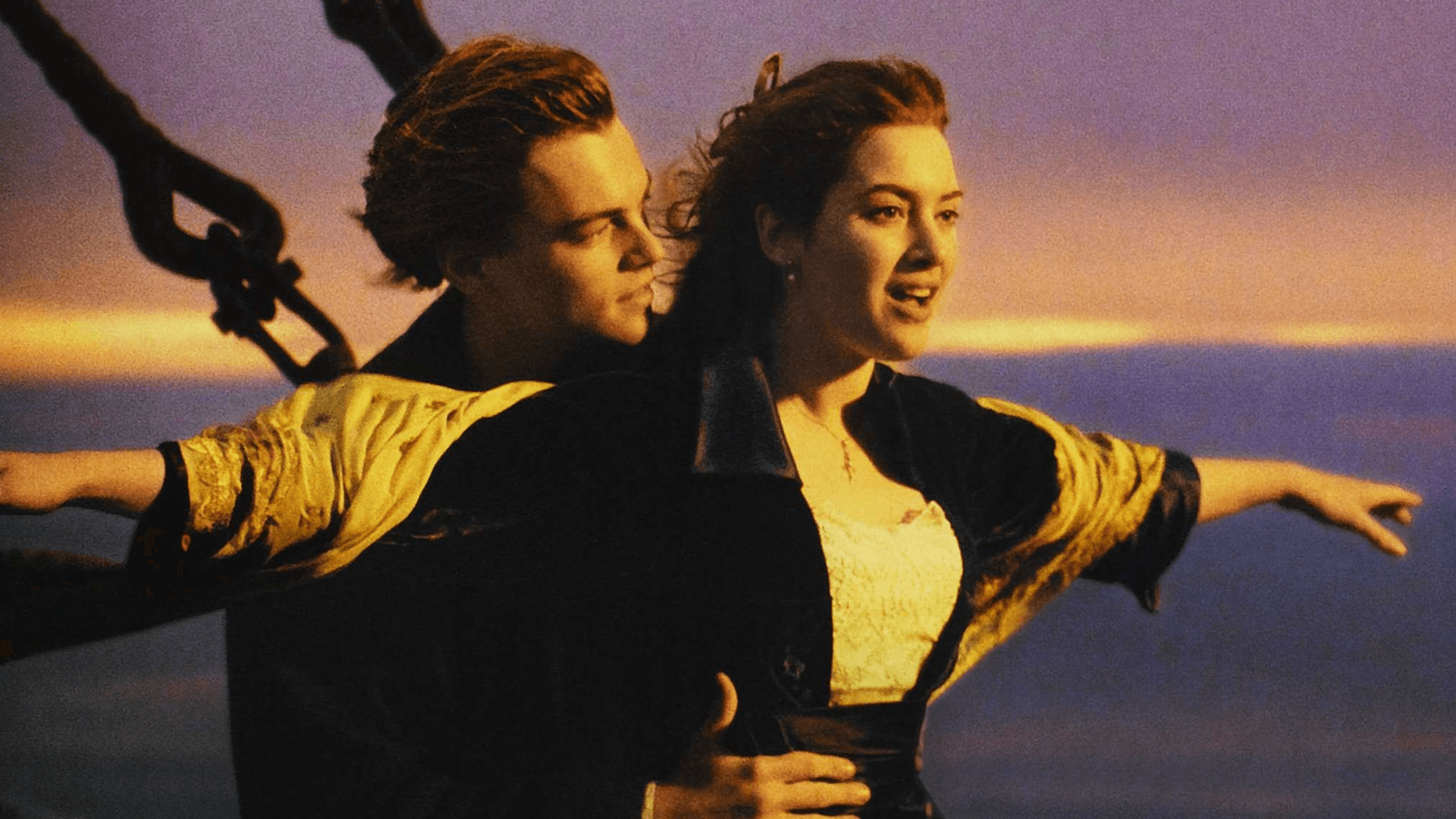 imagem do filme Titanic- Rose e Jack na proa